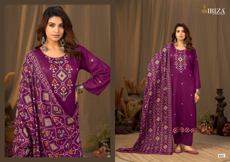 Butterfly By Ibiza Viscose Pashmina Satin Dress Material